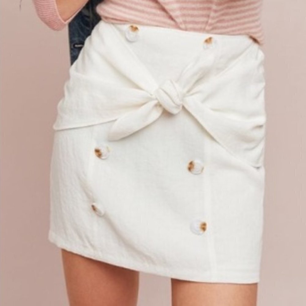 NWT Anthropologie JOA offshore Mini Skirt Size Small White Cotton Lined